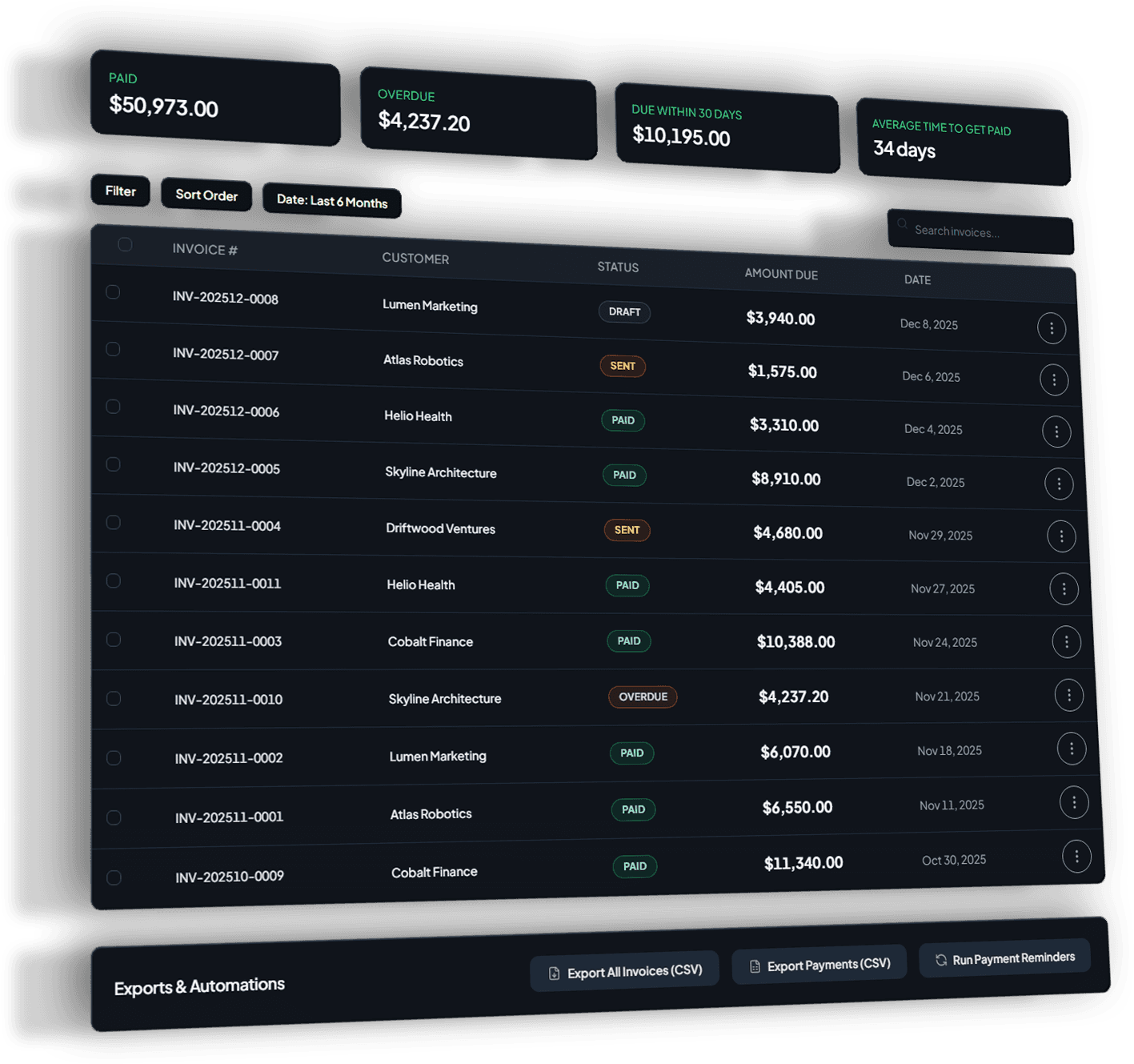 OnchainInvoice interface preview